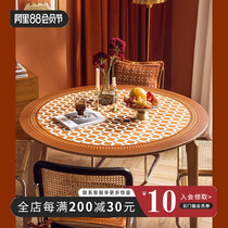 Retro Light Luxury Roundtable Table Roundtable Table Waterproof Oil-resistant Waterproof PVC Roundtable Table Mat Nordic