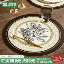 Monet Garden (2 Sheets) Round Leather Dining Mat Insulation Mat Waterproof Anti-Oil Anti-Burn Western Dining Cushion Bowl Cushion Cup Mat