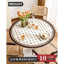 Modern simple round leather table mat round table cloth waterproof oil and washing-free household round tea table mat pvc