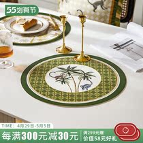 Green Wild Fairy (2 sheets) Light Luxurious Heat Insulation Mat Leather Western Dining Cushion Anti-Burn Cushion Bowl Cushion Heat Insulation Cushion Table Mat