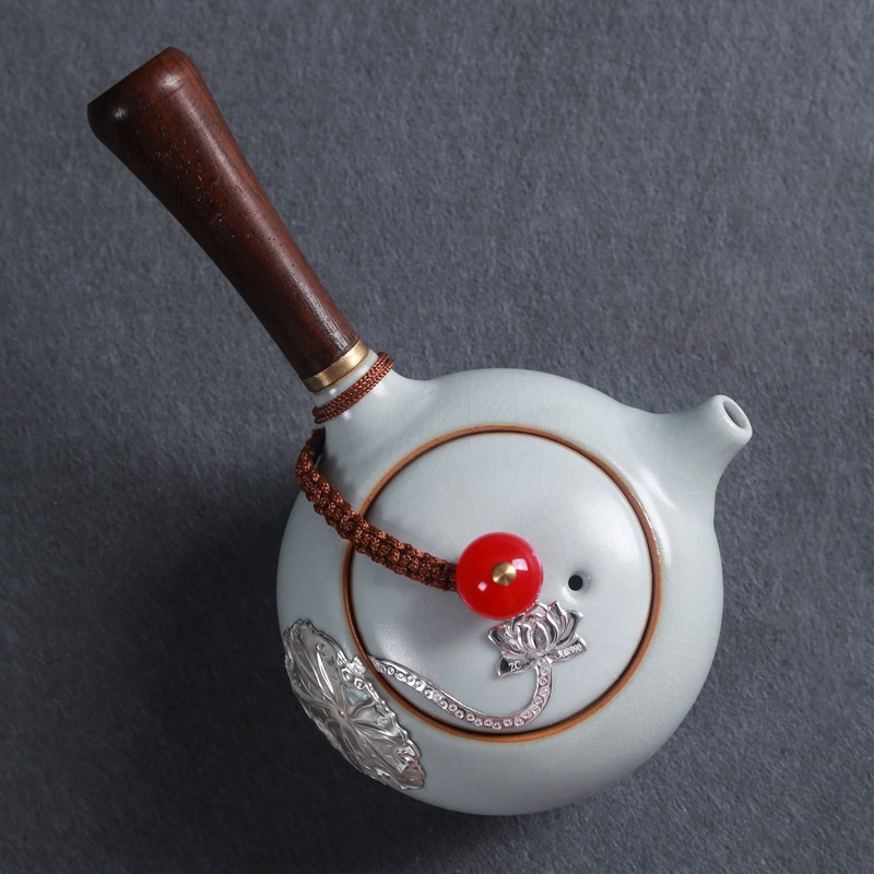 Your up with silver ceramic teapot slicing can raise the side girder pot pot of kung fu tea set household large teapot