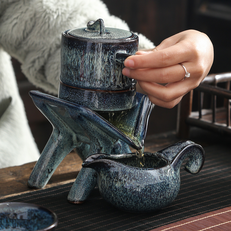 Lin Xiaowei ceramic kung fu tea set household masterpieces with YinJian lamp automatic variable lazy stone mill tea set