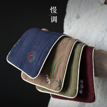 Slow-tuned hand-painted cotton linen tea towel cloth Absorbent high-grade pot pad Zen thickened tablecloth Kung Fu tea accessories small square towel