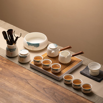 Sheep Jade hand-painted kung fu tea set home simple pure white ceramic teapot tea cup male Cup set office high-grade