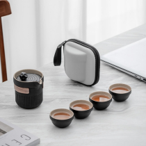 Travel tea set Outdoor fast guest Cup creative one pot four Cup mini car carry bag kung fu tea set