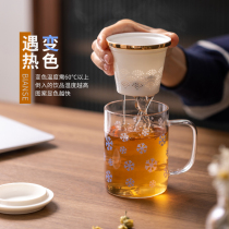 Glass water Cup household with lid belt to make tea cup creative tea separation Cup office glass Cup for men and women