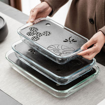 Japanese-style light luxury glass tea tray household simple water storage type ceramic dry bubble tray kung fu tea tray drain tea tray