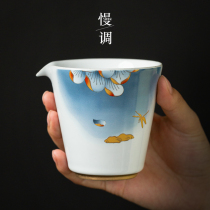 Slow-toned defied ceramic fair cup Kung fu tea accessories Single tea Sea Sub-tea Tea Cups Creative White Porcelain Cups