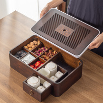 Household Japanese kung fu tea tray simple bamboo dry bubble tray tea tray multifunctional integrated drawer storage box tray