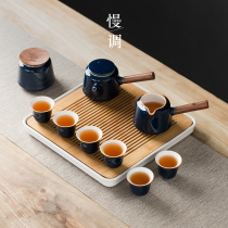Slow tune whole set of kung fu tea set portable storage bag Japanese dry bubble tea tray household ceramic side pot