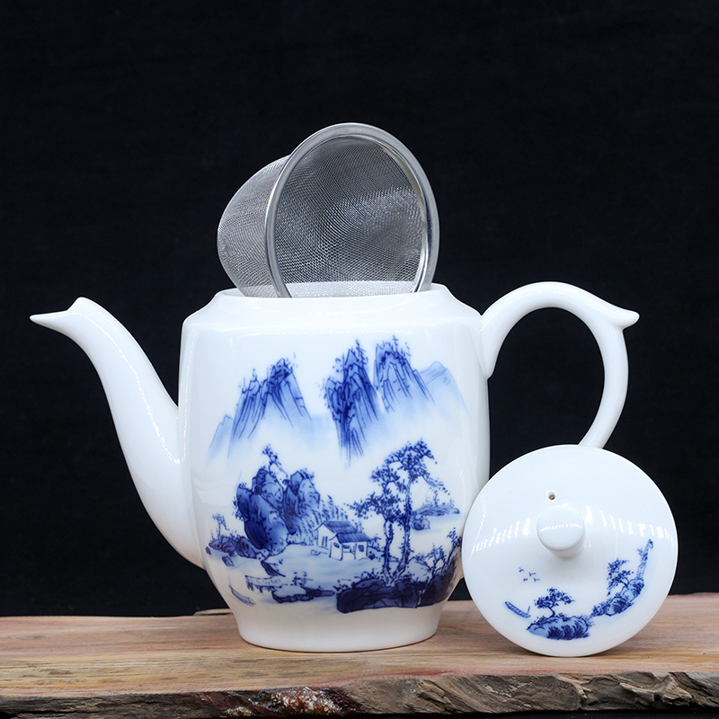 Jingdezhen ceramic teapot single pot of belt filter household kung fu tea set heat - resisting teapot high - capacity teapot