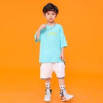 Boys hip-hop hiphop performance tide clothes hip-hop dance loose short-sleeved shorts set summer new jazz dance summer dress
