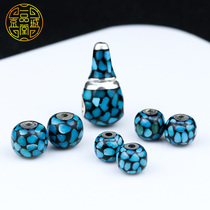 Beijing City One Pine Chapel S925 silver inlaid raw mine Hubei pine splicing Uri Orchid round pearl Old-type barrel tee DIY accessories