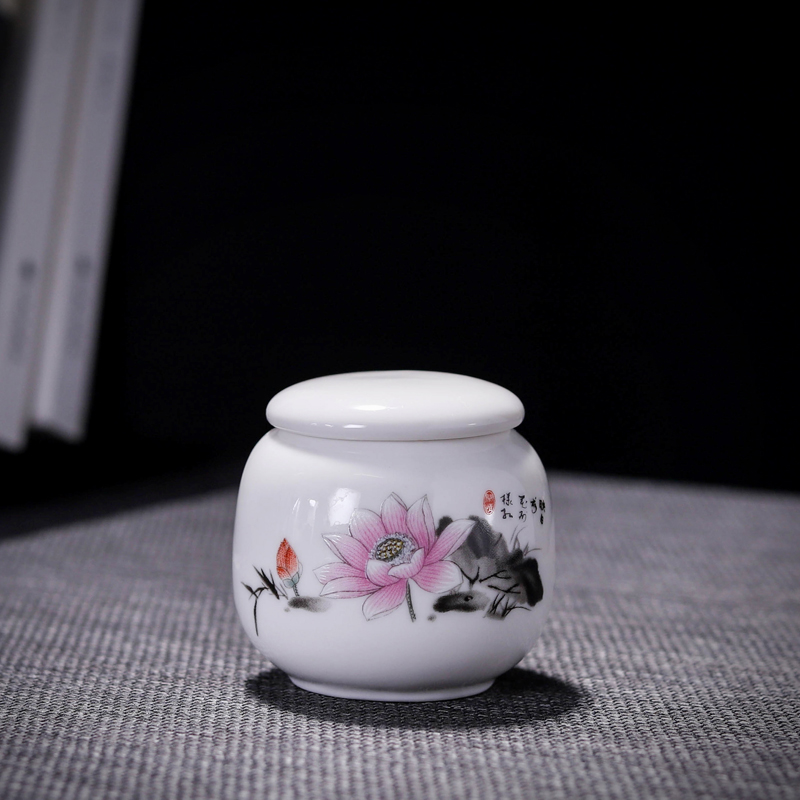 The Mini tea box of small round pot ceramic powder rouge lipstick jar airtight storage tank tins mass can be customized