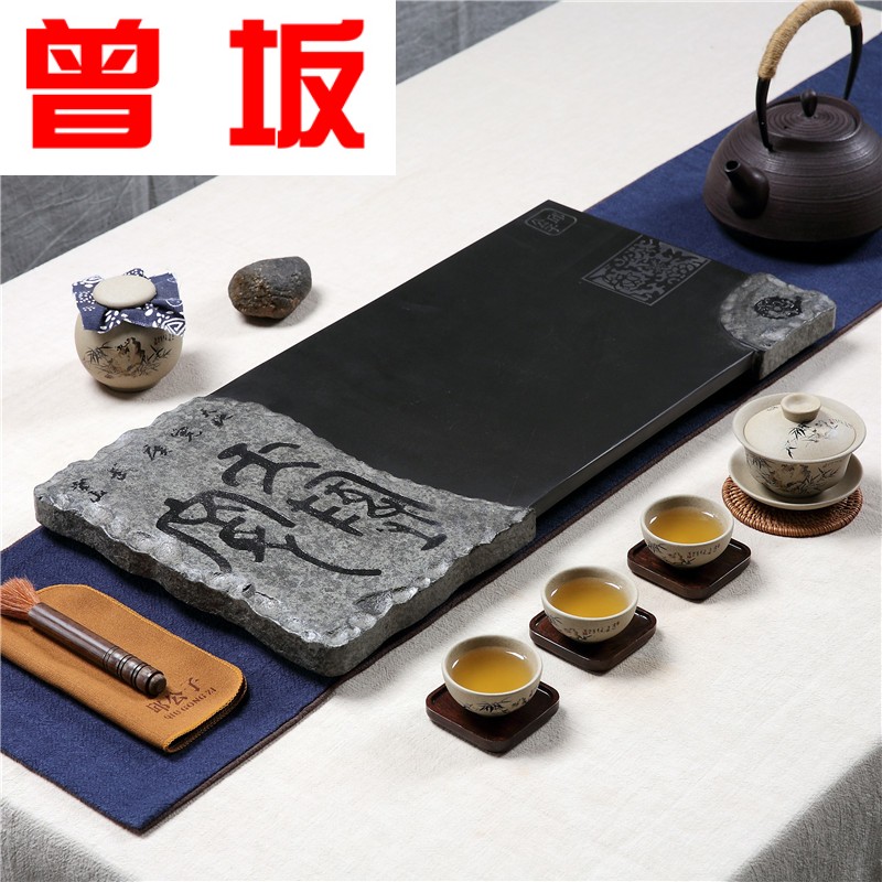 Once sitting office household utensils sharply black gold stone tea tray was dry ground set stone, stone tea tea set