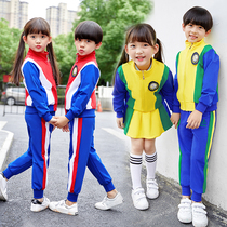 New kindergarten uniform spring and autumn clothing British style cotton skirt primary school uniform autumn sports three-piece set