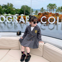 Fall in love with pretty girl girl suit 2021 new spring and autumn baby Foreign style coat children Korean small suit skirt