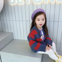 Girls baby sweater 2021 new childrens Korean version of super fashion knitted mohair jacket baby spring and autumn SS