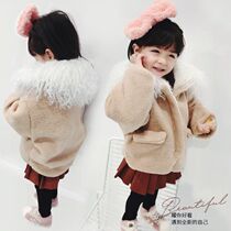 Girls coat winter new French tone Sheep beach wool collar luxury Korean version of the foreign style
