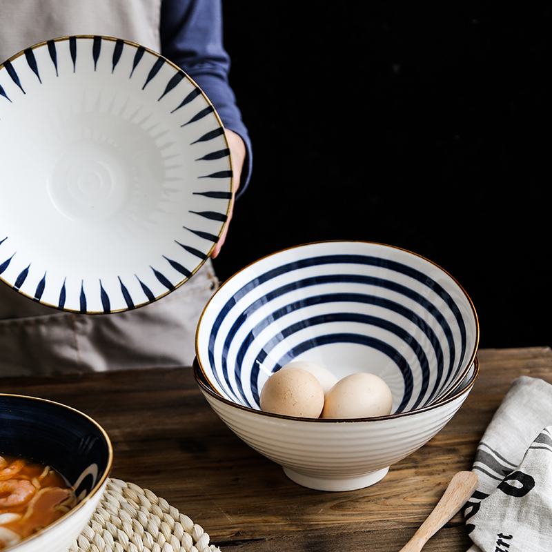 Nordic Japanese largest beef noodles in soup bowl of household ceramics rainbow such use pasta noodles rainbow such to use retro fruit salad bowl