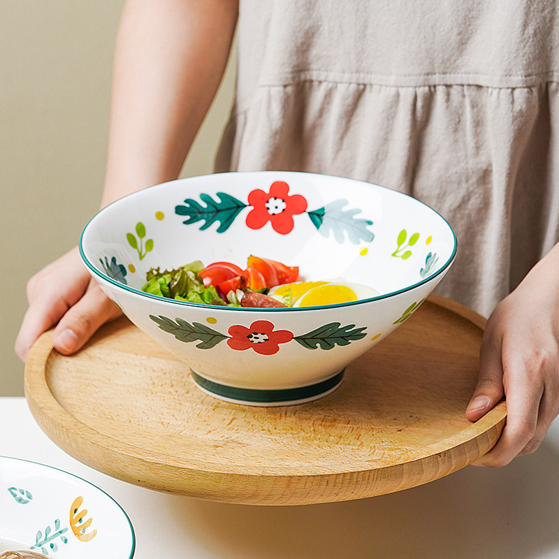 Japanese hand - made ceramic rainbow such to use domestic large rainbow such always pull hat to 8 inch deep bowl of soup bowl bowls bowl of creative move