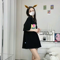 2022 summer new style tulip wool embroidery oversize short-sleeved T-shirt womens loose hidden in the pocket
