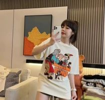 Zhou Xing with the same paragraph 2022 summer new Pinocchios wild casual oversize short-sleeved T-shirt female cotton