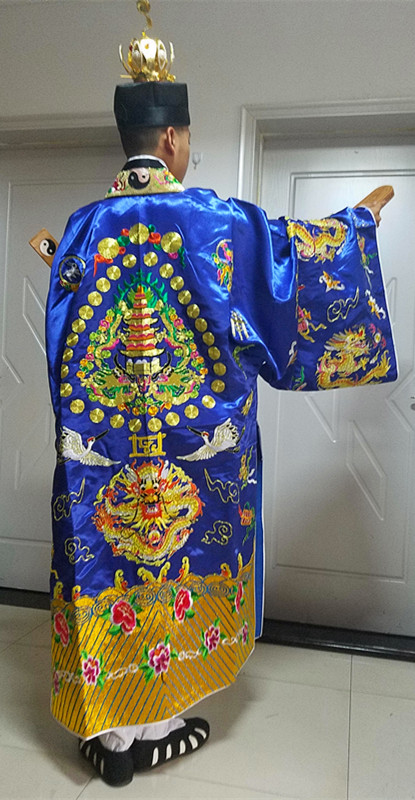机绣正一派团龙法衣/台湾法衣绛衣/高功法服/法袍道袍/道士服装