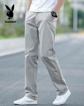 Playboy trousers mens casual summer pants loose straight casual mens large size tide brand wild Korean version of long pants men