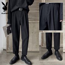 Playboy fashion brand mens falling sense trousers mens casual new Korean version of free ironing loose youth casual trousers