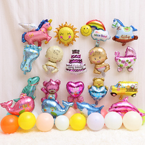 Cartoon mini birthday aluminum film balloon micro-business gift children Baby Birthday party decoration arrangement year old supplies
