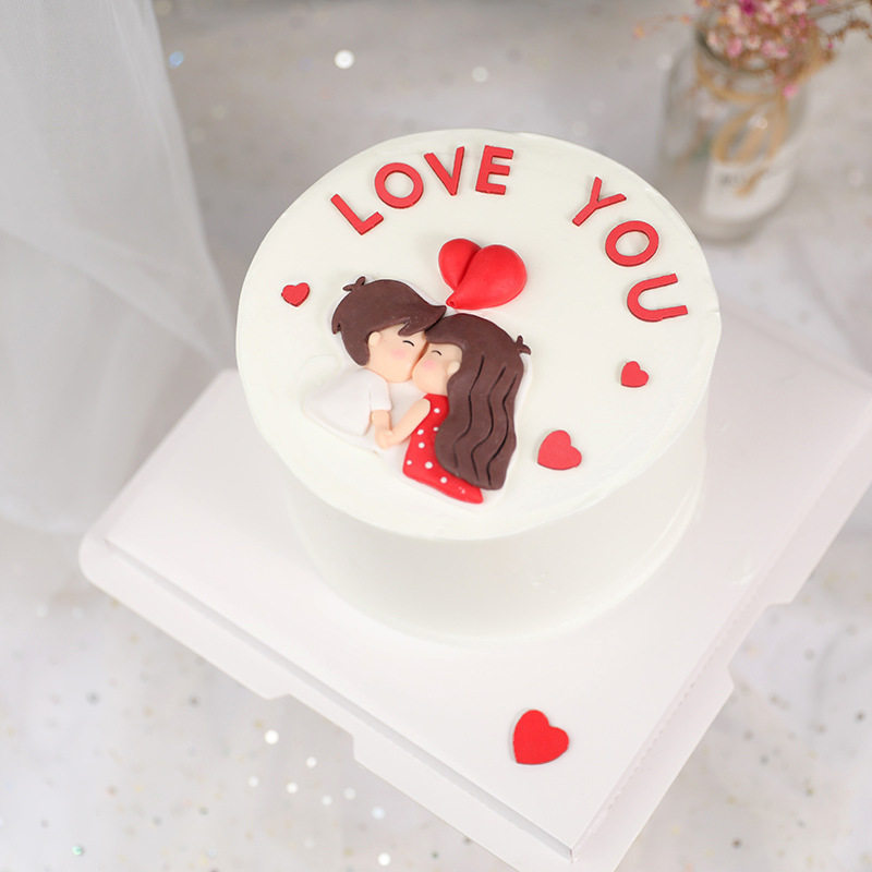 七夕情人节摆件 软陶情侣摆件 eva爱心 520love 蛋糕装饰插件