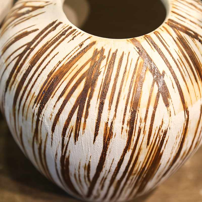 Jingdezhen coarse pottery ceramic vase restoring ancient ways suit furnishing articles table sitting room mesa simulation flowers decorated fake flowers