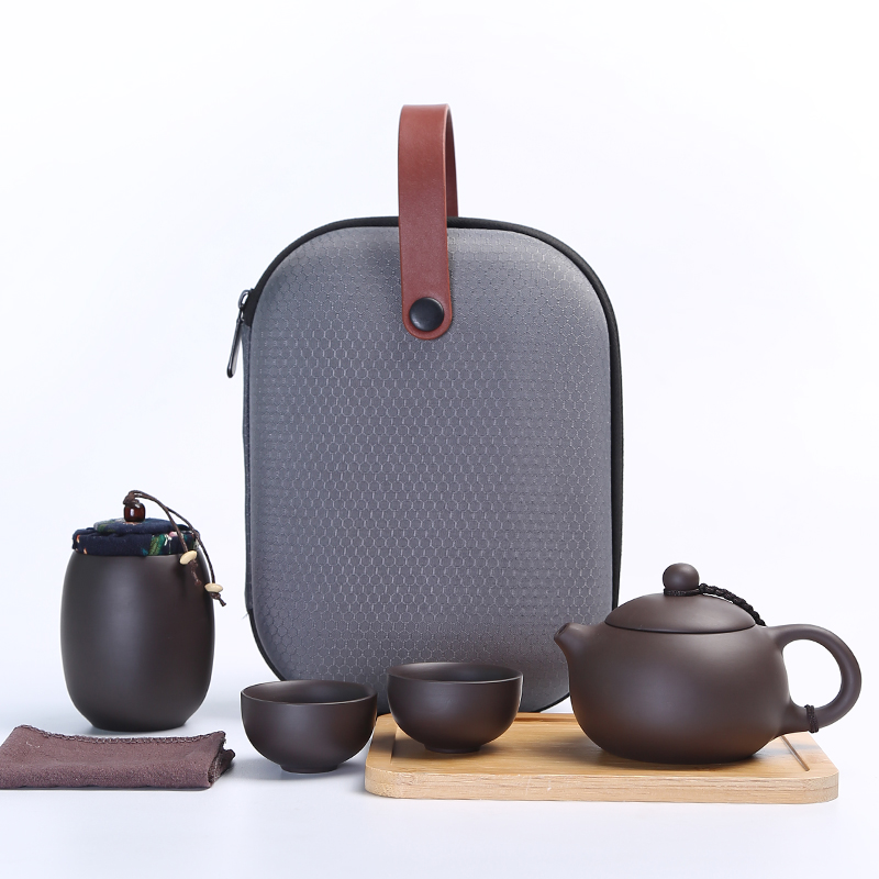 Travel tea set suit portable package crack cup a pot of two cups of violet arenaceous kung fu Travel gifts LOGO custom - made the teapot