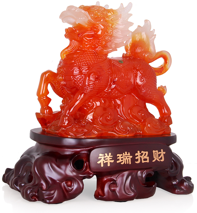 开光玉麒麟摆件一对镇宅辟邪招财送子麒麟风水吉祥物客厅家居饰品