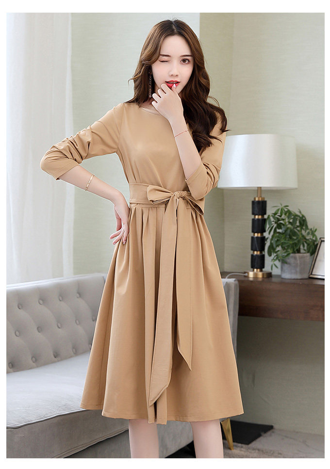 cq xbl7503小香风连衣裙风衣裙蝴蝶结收腰显瘦【优】