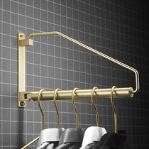 Brass household folding telescopic drying rack Gold rotating hanger Balcony wardrobe hanger Light luxury towel hanger