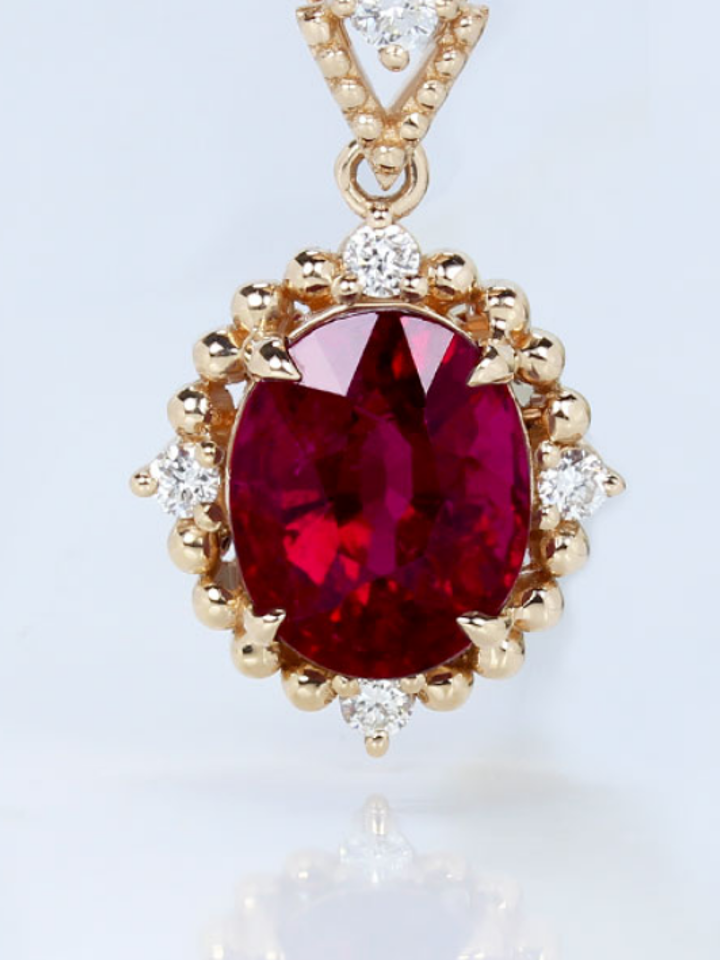 卢比来红宝碧玺吊坠项链-lin大妞
