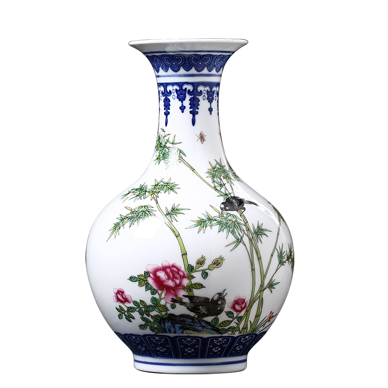 Jingdezhen porcelain floret bottle dry flower powder enamel decorations furnishing articles sitting room flower arranging Chinese style household ceramics handicraft