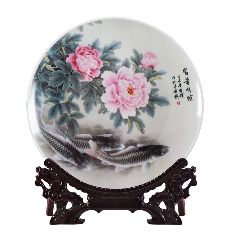 Jingdezhen ceramic hang dish decorative plate setting wall is wining years Chinese role ofing wall act the role of the sitting room