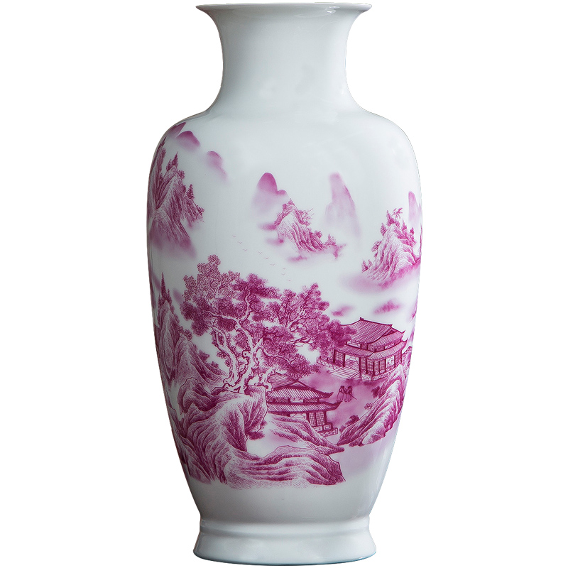 Jingdezhen ceramic agate red vase landscape of modern new Chinese style living room TV ark adornment arranging flowers