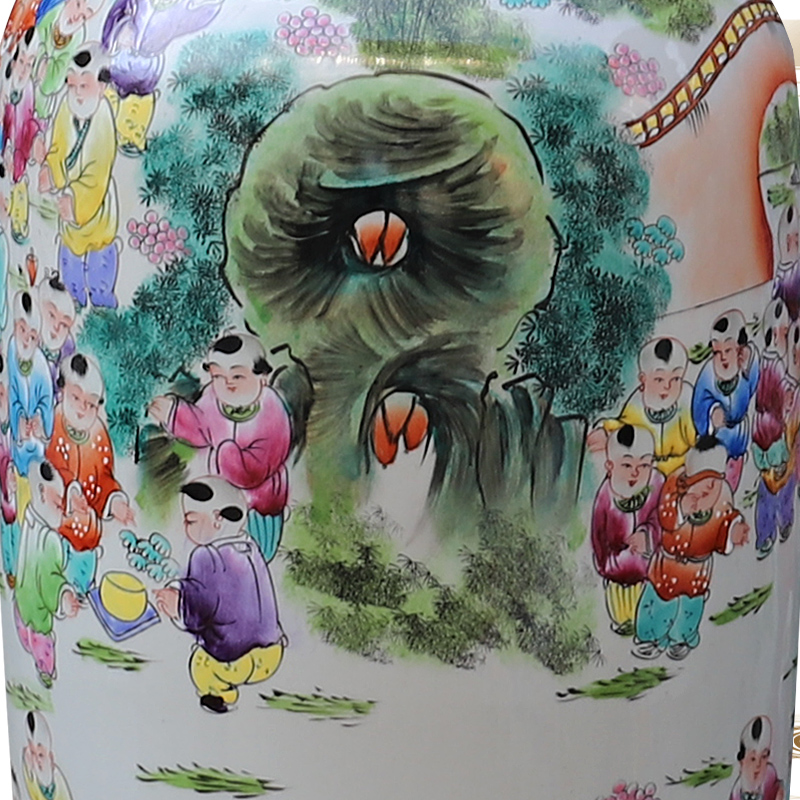 Jingdezhen ceramics hand - made archaize pastel lad spring of large vase porcelain sitting room adornment is placed