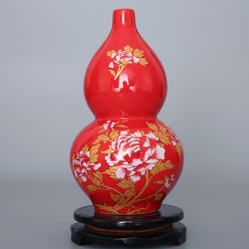 Chinese red peony vase decoration household vogue process wedding furnishing articles furnishing articles of jingdezhen ceramics