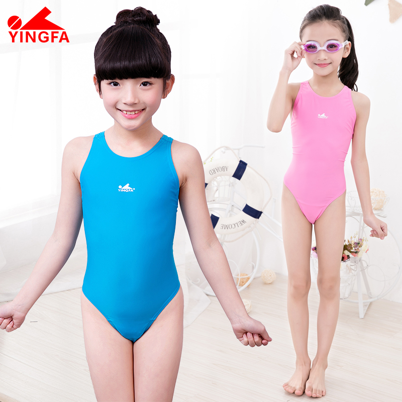 British hair girl swimsuit Children's middle and large virgin girl professional training competition Sexy and cute one-piece triangle swimsuit