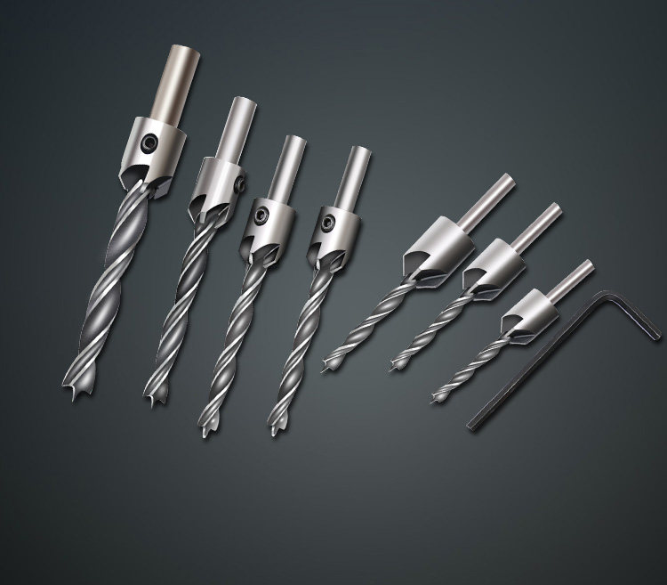 沉孔钻头金属木工套装沉头钻木板打孔开孔器钻头高碳钢沉孔钻