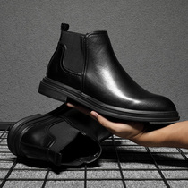 Martin boots Mens low helping leather boots Black Inn Wind 2022 springtime high helps mens leather shoes Chaulees Chelsea short boots