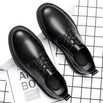 Men Shoes Spring Men Casual Leather Shoes Mens Youth Round Head Business Positive Suits 100 lap Inn Wind Black shoes