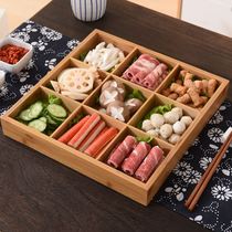 Artistic food tableware net red bamboo creative hot pot restaurant tableware plate grid characteristic hot pot vegetable tray nine palaces