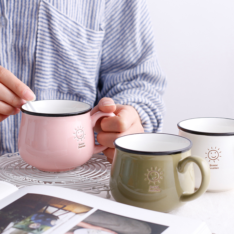 Northern wind creative lovely smiling face mark ceramic cup ultimately responds a cup of milk for breakfast cup of office coffee cup