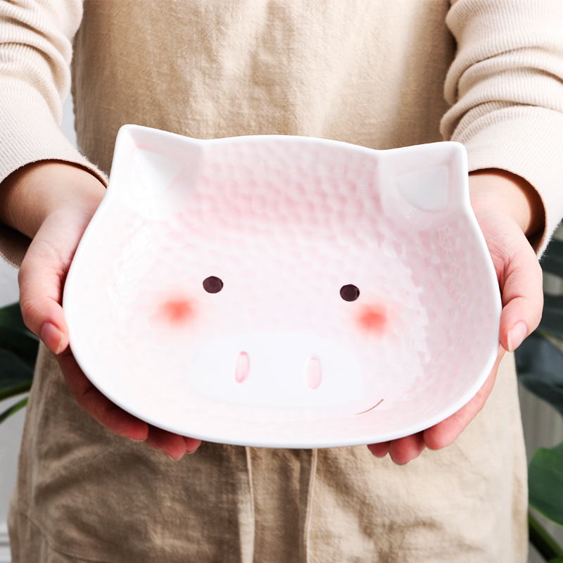 Express cartoon pig ceramic dishes suit children points household breakfast tray was mercifully rainbow such to use glass salad bowl